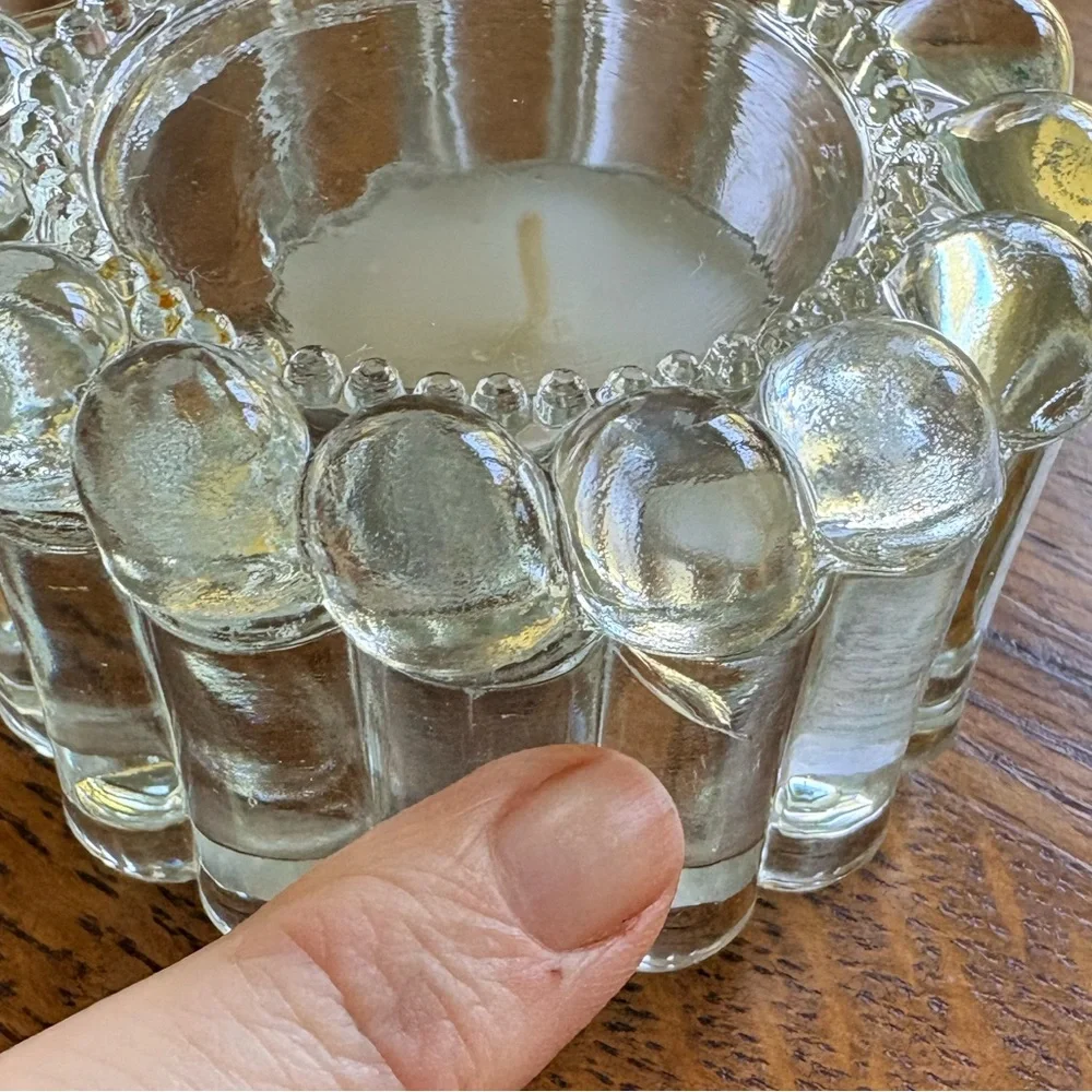 Vintage Clear Glass Candle Holder or trinket box